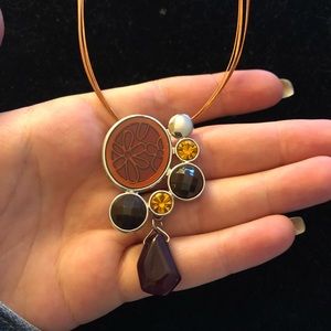 Lia Sophia Orange Silver Red Necklace